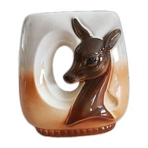 Vintage Royal Copley Deer Open Vase Planter Mid Century Relief Ombre Glazed